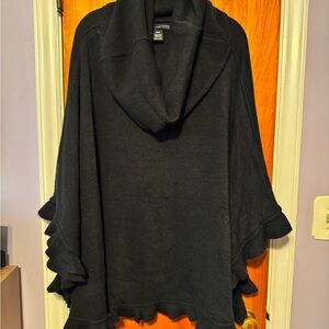 Cejon Black Knit Cowl Neck Poncho